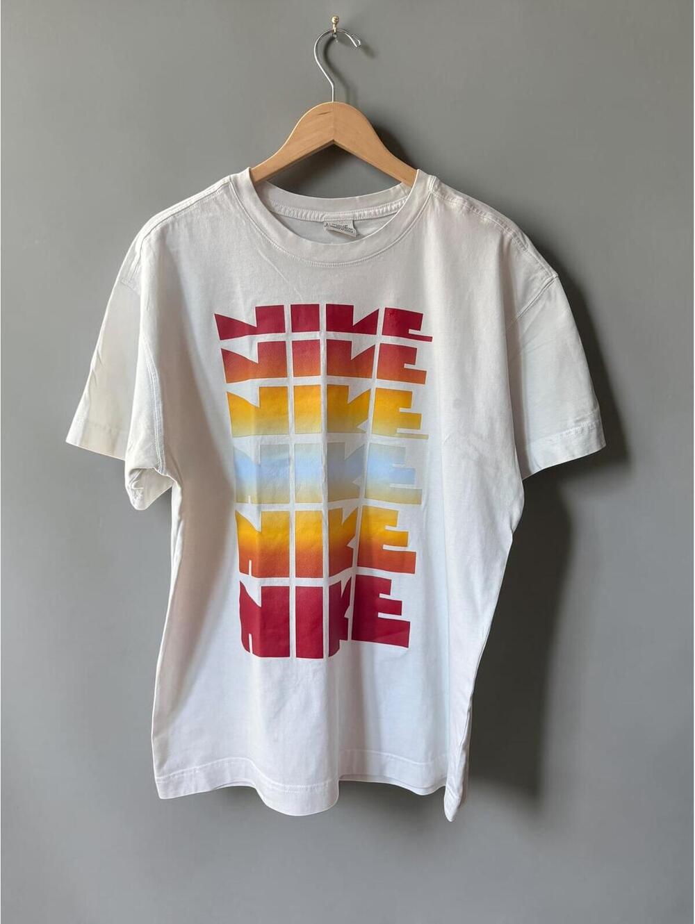 Nike White Graphic T-Shirt with Colorful Logo